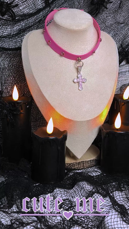 Choker PINK CROSS